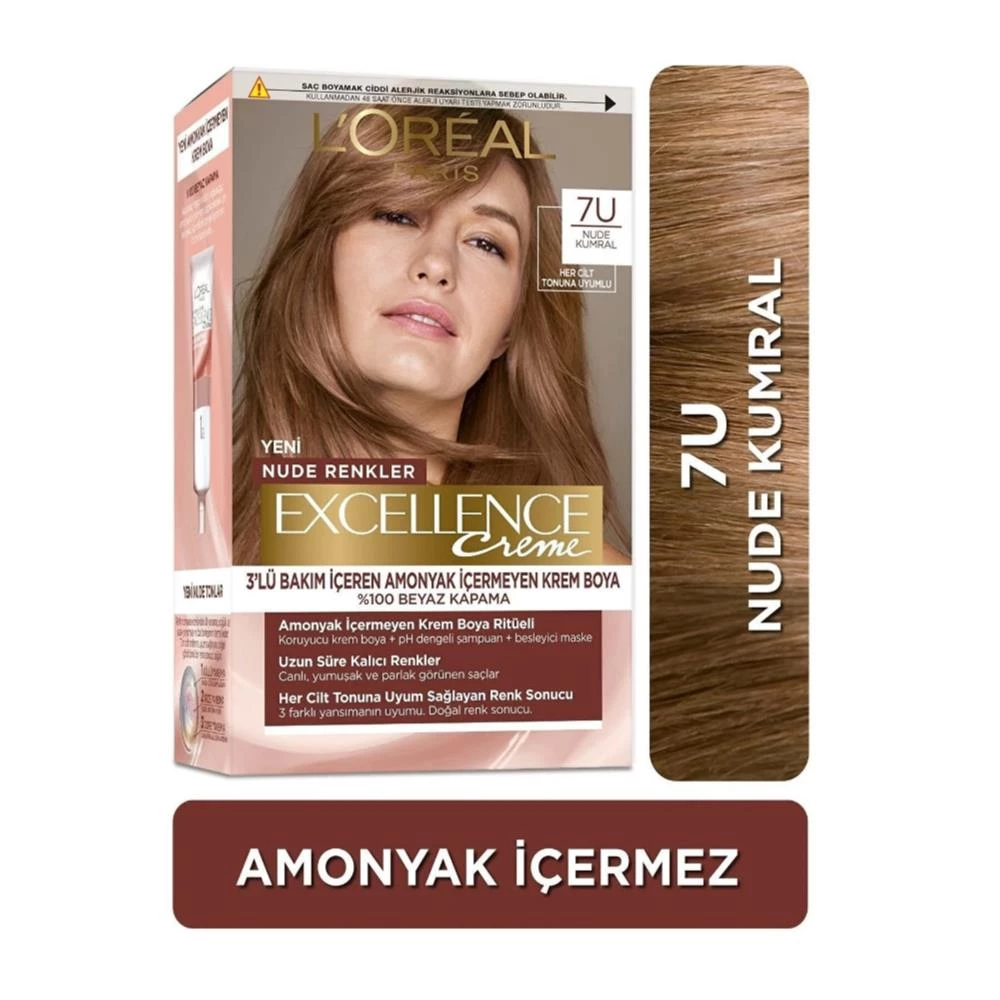 L Oreal Paris Excellence Creme Nude Renkler Saç Boyası 7u Nude Kumral