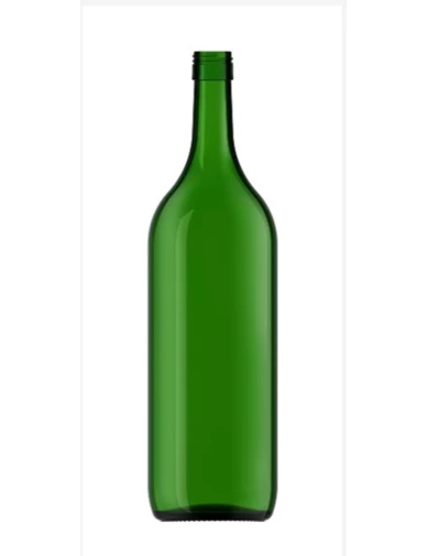 Needion - 12 Adet 1.5 Litre Zümrüt Yeşil Yağ Şarap Şişesi Plastik Kapak Büyük Boy Cam Şişe