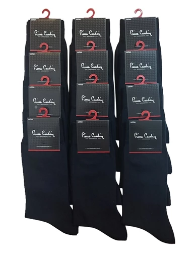 Needion - 12 Çift Siyah Pamuk Soket Erkek Çorap