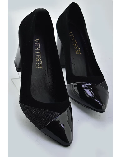 Needion - 130-2 Siyah Stiletto Kadın Topuklu Ayakkabı Abiye Düğün Nişan Taş Detaylı