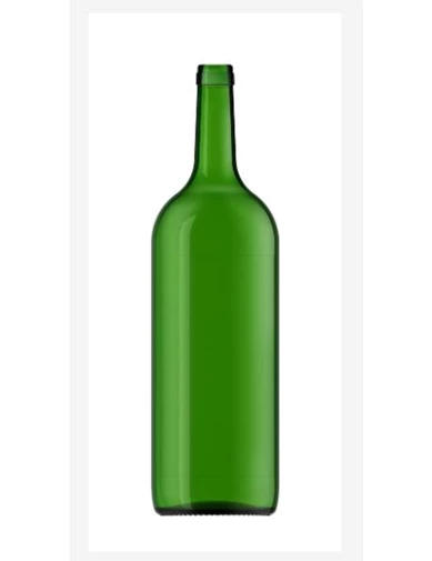 Needion -  1,5 Litre Zümrüt Yeşili Yağ Şarap Şişesi Büyük Boy Cam Şişe