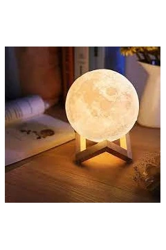 Needion - 18cm Moonlight 3d Ay Lamba Şarjlı Kumandalı Renkli Dekoratif Gece Lambası