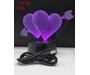 Needion - 3D Işıklı İki Kalpli Gece Lambası Kumandalı Dekoratif Hediyelik