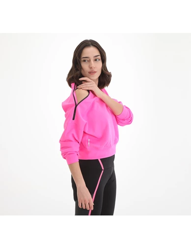 Needion - 519480-04 Puma Train Zip Crew Sweatshirt Luminous Pink Kadın Sweatshirt Pembe