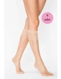 Needion - 6 Adet Kadın Diz Altı Parlak Fit 15 Denye Çorap Açık Ten Standart Renkli