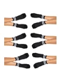 Needion - 6lı Kadın Unisex Çizgili Kısa Çorap Pamuklu Tenis Ekonomik Spor Siyah 36-42