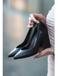 Needion - Adrix Siyah Cilt Topuklu Desenli Ayakkabı 36