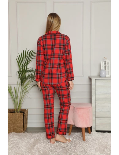 Needion - Alissa 5635 Önden Düğmeli İnterlok Dokuma Pijama Takımı