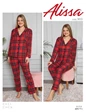 Needion - Alissa 5635 Önden Düğmeli İnterlok Dokuma Pijama Takımı Kırmızı XXL 