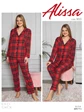 Needion - Alissa 5635 Önden Düğmeli İnterlok Dokuma Pijama Takımı Kırmızı XXL 