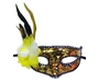 Needion - Altın Renk Yandan Tüylü Pullu Yılbaşı Parti Maskesi