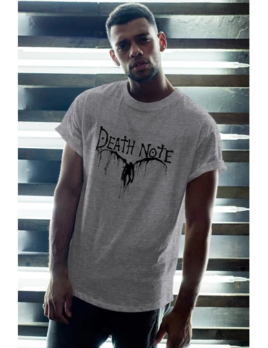 Needion - Anime Death Note 06 Gri Erkek Oversize Tshirt - Tişört