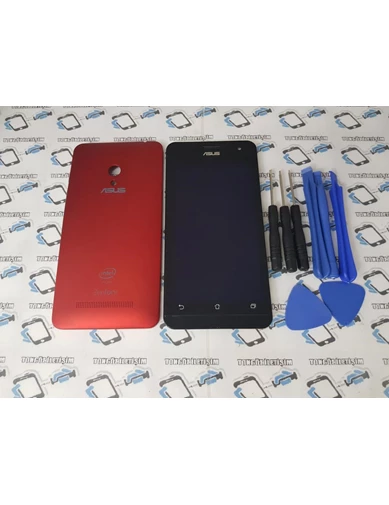 Needion - Asus Zenfone 5 Lcd Ekran+Pil Kapağı Kırmızı
