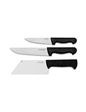 Needion - Atlantik Siyah Saplı Üçlü Satırlı Bıçak Seti 61059 Kurban Bıçak Seti Renkli