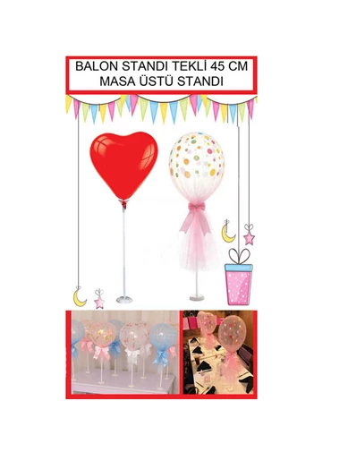 Needion - Ayaklı  Balon Standı Masa Üstü  İçin Balon Standı Tekli 45 CM