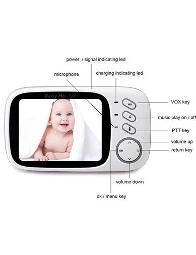 Needion - Baby Monitor - Gece Görüşlü Oda Sıcaklığı Kontrollü Bebek Video Kamerası