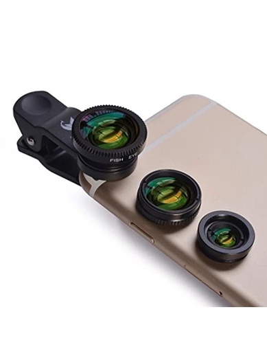 Needion - Balık Gözü Lens Fish Eye 3 Wide Geniş Açılı Makro Telefon Lensi