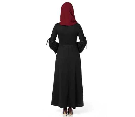 Needion - Balonkol Tesettür Elbise Siyah