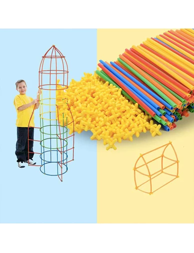 Needion - Bambu Çubukları Zeka Hayal VE Gücü Eğitici 4D Dıy Block 300 PARÇA