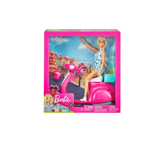 Needion - Barbie Bebek - Scooter Playset GBK85 Aksesuar Pembe 7 - N9