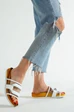Needion - Basskan Bayan Beyaz Tokalı Tek Bant Terlik&sandalet 005 BEYAZ 36
