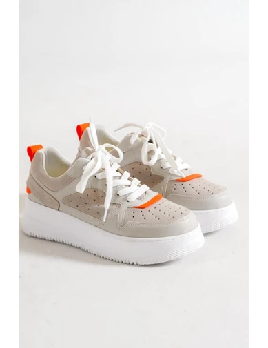 Needion - Basskan Bayan Beyaznut Günlük Yürüyüş Sneaker Spor Ayakkabı