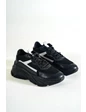 Needion - Basskan Bayan Siyah Renk Detaylı Bağcıklı Sneaker Günlük Spor Ayakkabı Kecsp141 SİYAH 36