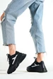 Needion - Basskan Bayan Siyah Renk Detaylı Bağcıklı Sneaker Günlük Spor Ayakkabı Kecsp141 SİYAH 36