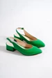 Needion - Basskan Yeşil Sivri Burun Alçak Topuk Ayakkabı YEŞİL 36