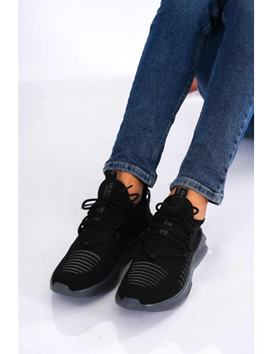 Needion - Bay Siyah Füme Günlük Yürüyüş Ayakkabısı Sneaker 021