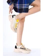 Needion - Bayan Bej Sneaker Renk Detaylı Spor Ayakkabı BEJ 37