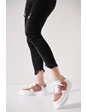 Needion - Bayan Beyaz Pudra Bağcıklı Sneaker Günlük Spor Ayakkabı Fdn-01 BEYAZPUDRA 36