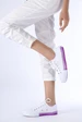 Needion - Bayan Beyaz Renkli Keten Ayakkabı BEYAZ 39