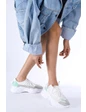 Needion - Bayan Beyaz Sneaker Renk Detaylı Spor Ayakkabı BEYAZ 38