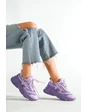 Needion - Bayan Lila Yüksek Tabanlı File Detaylı Sneaker Günlük Spor Ayakkabı Kecsp140 LİLA 39
