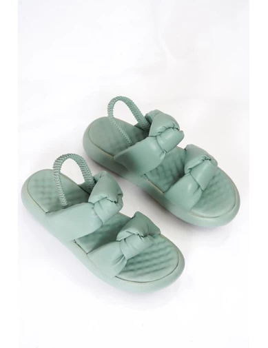 Needion - Bayan Mint Çift Bant Bağlı Sandalet