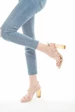 Needion - Bayan Nut İçi Deri Çarpraz Bantlı Yüksek Şeffaf Ökçe Topuklu Ayakkabı NUT 37