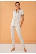 Needion - Bayan -pijama Takımı Beyaz Kısa Kollu Yeşil Yaka 2021 Yaz Sezonu - Yeni Ürün Beyaz Yeşil XL 
