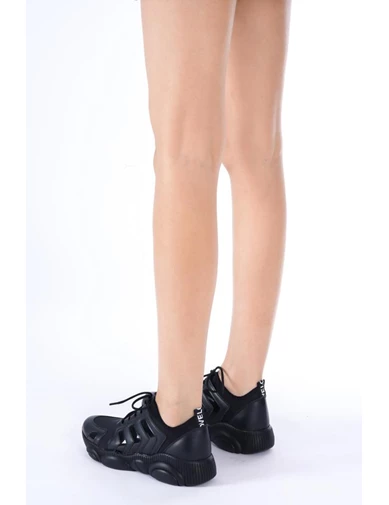 Needion - Bayan Siyahplatin Şeritli Sneaker