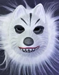 Needion - Beyaz Peluşlu Beyaz Renk Kırılmaz Yumuşak Sibirya Kurt Maskesi 22x19 cm