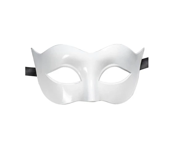 Needion - Beyaz Renk İp Aparatlı Plastik Parti Maskesi
