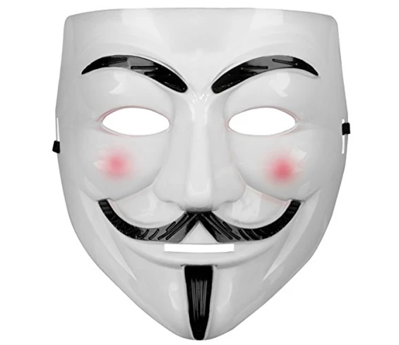 Needion - Beyaz Renk Pembe Yanaklı İthal V For Vendetta Maskesi