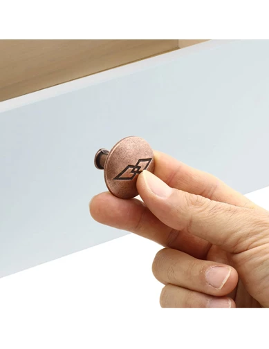 Needion - Big Baklavalı Düğme Çekmece Dolap Kapak Kulpu Kulbu Antik Bakır Metal Kulp