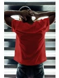 Needion - Boksör Kedi Kırmızı Erkek Oversize Tshirt - Tişört M