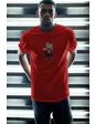 Needion - Boksör Kedi Kırmızı Erkek Oversize Tshirt - Tişört M