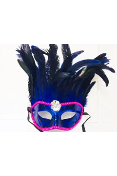 Needion - Bol Tüylü Parti Maskesi Mavi Renk