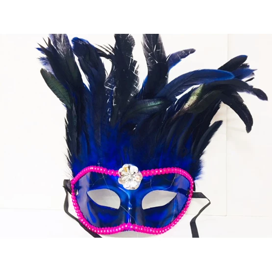 Needion - Bol Tüylü Parti Maskesi Mavi Renk