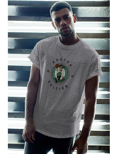 Needion - Boston Celtics 33 Gri Erkek Oversize Tshirt - Tişört