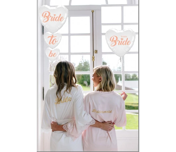 Needion - Bride To Be Team Bride Folyo Balon Buket Seti 5li Set Rose Gold Renk 100 cm