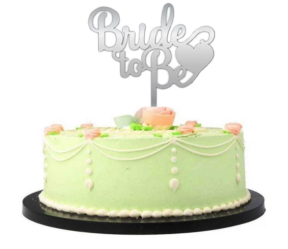 Needion - Bride To Be Yazılı Bekarlığa Veda Partisi Pleksi Pasta Süsü Gümüş Renk
